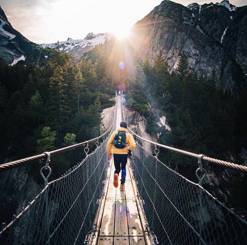 running man on bridge