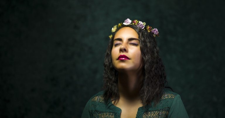 girl, model, flower crown
