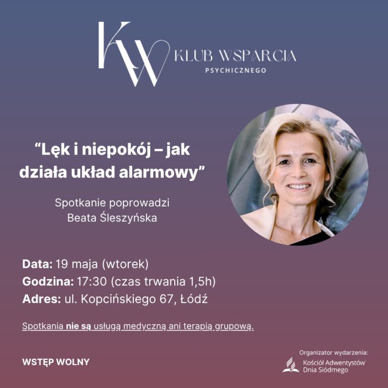 Klubu Wsparcia Psychicznego – „Lęk i niepokój – jak działa układ alarmowy”
